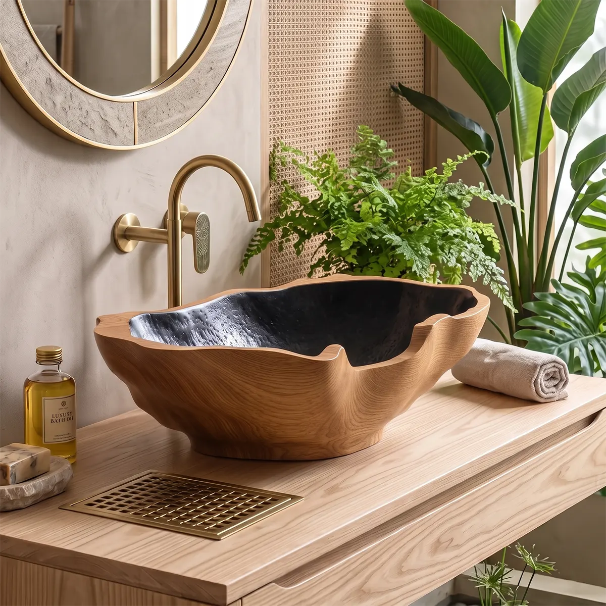 Sculptural Organic Vessel Sink | Irregular Edge Countertop Bathroom Basin TT006-6XCF9QN