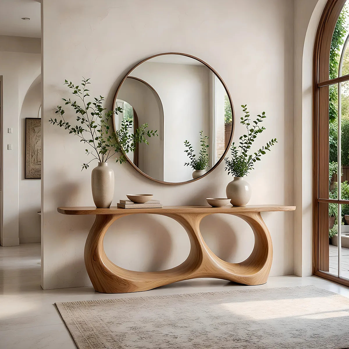 Modern Sculptural Console Table – Organic Contemporary Entryway Table TT006-5674