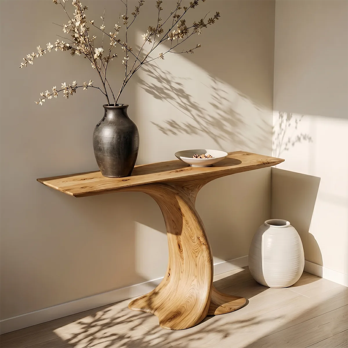 Organic Modern Wood Console Table, Live Edge Entryway Table, Handmade Hallway Sofa Table, Natural Wood Accent Furniture