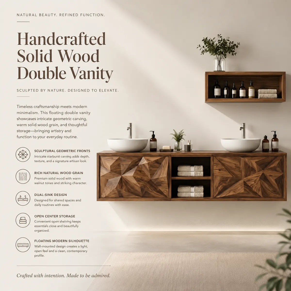 Modern Geometric Floating Double Sink Bathroom Vanity TT006-6733