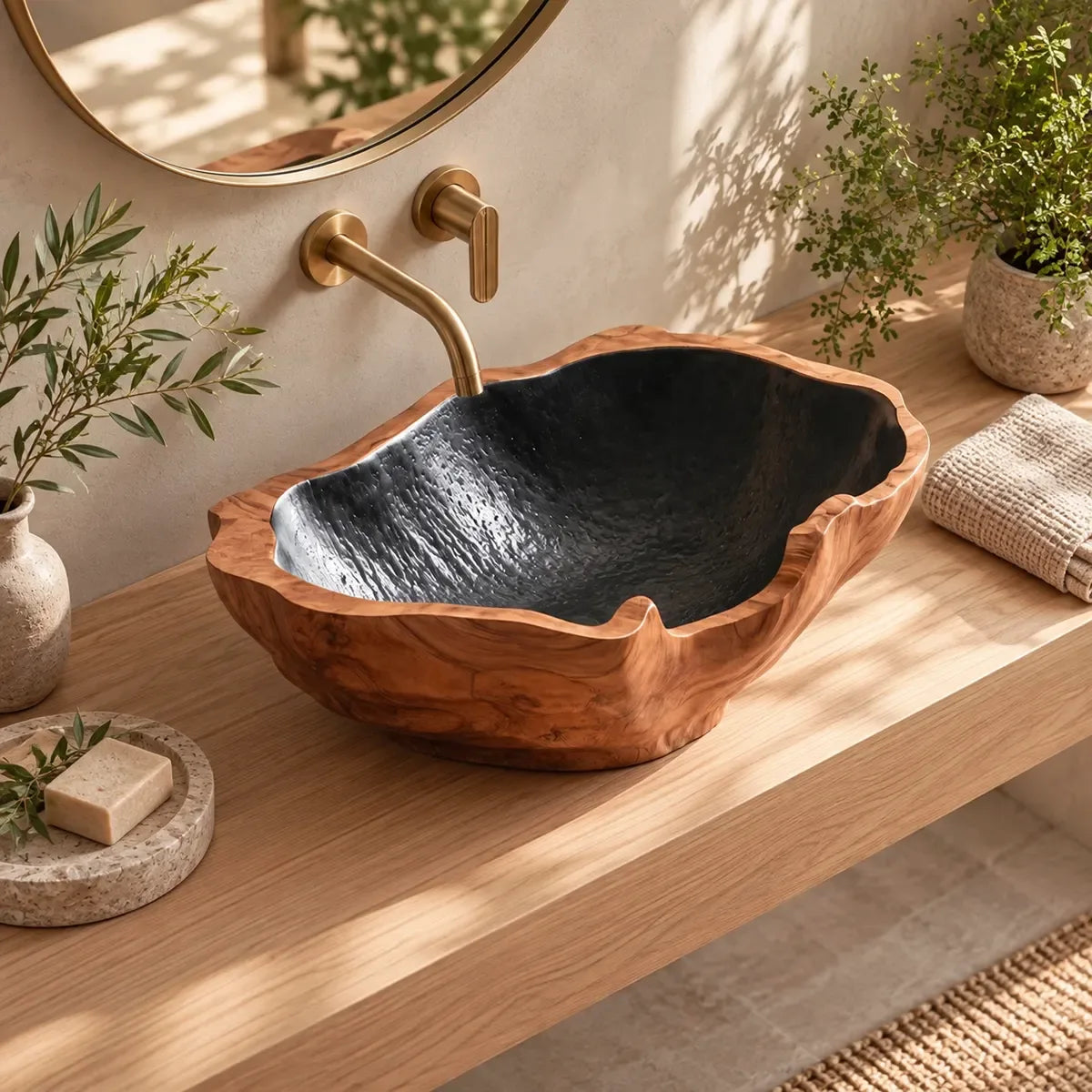 Sculptural Organic Vessel Sink | Irregular Edge Countertop Bathroom Basin TT006-6XCF9QN