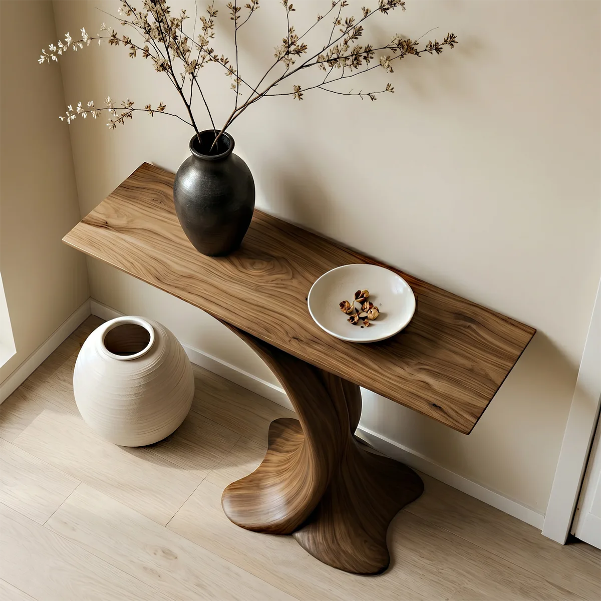 Organic Modern Wood Console Table, Live Edge Entryway Table, Handmade Hallway Sofa Table, Natural Wood Accent Furniture