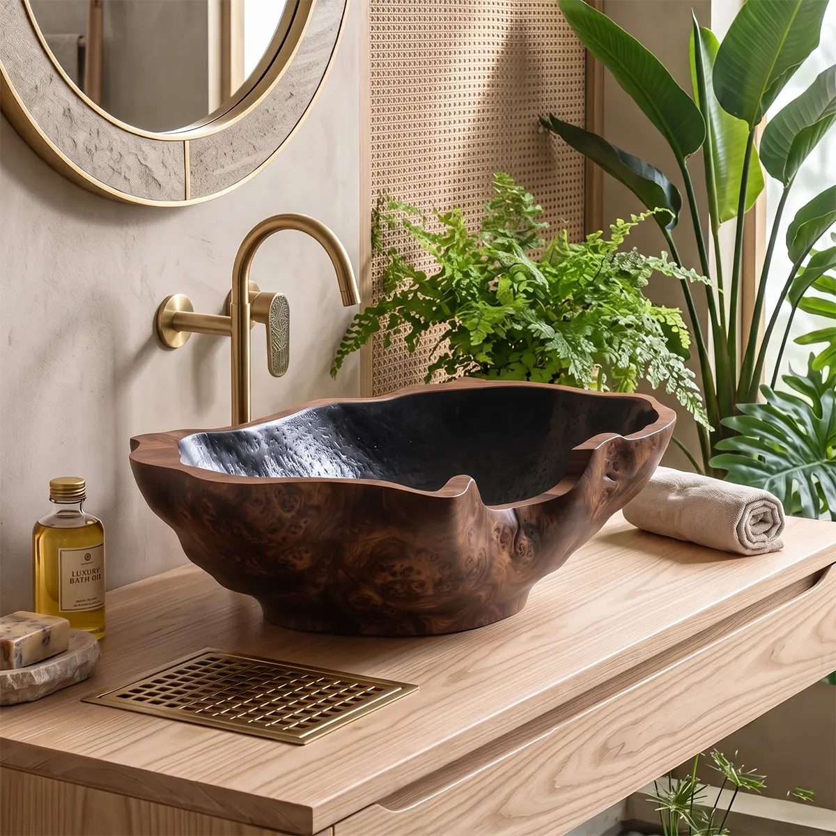 Sculptural Organic Vessel Sink | Irregular Edge Countertop Bathroom Basin TT006-6XCF9QN