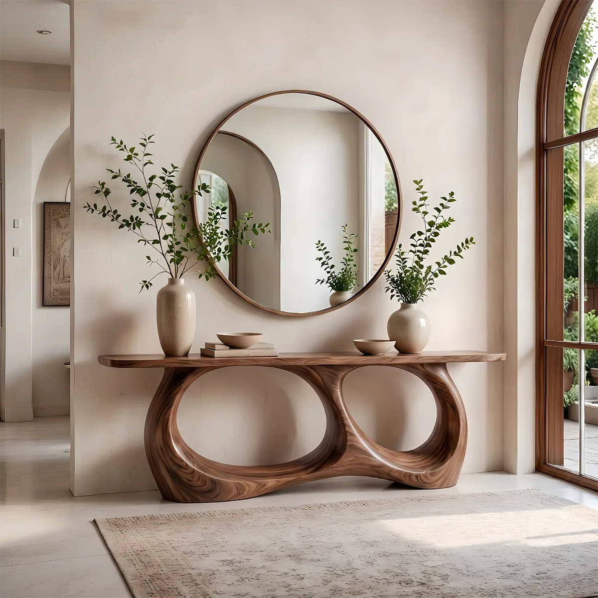 Modern Sculptural Console Table – Organic Contemporary Entryway Table TT006-5674