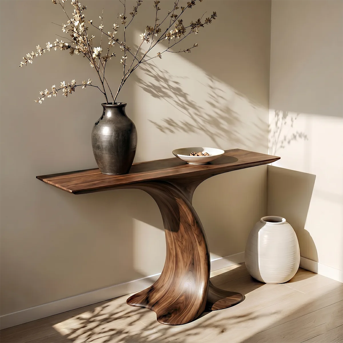 Organic Modern Wood Console Table, Live Edge Entryway Table, Handmade Hallway Sofa Table, Natural Wood Accent Furniture