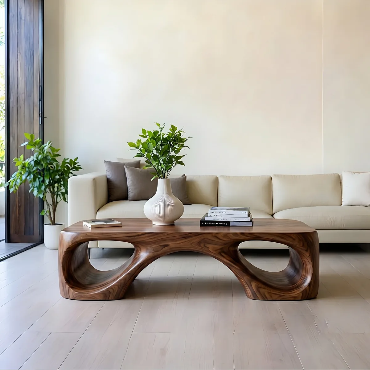 Sculptural Solid Wood Coffee Table – Handcrafted Organic Modern Center Table