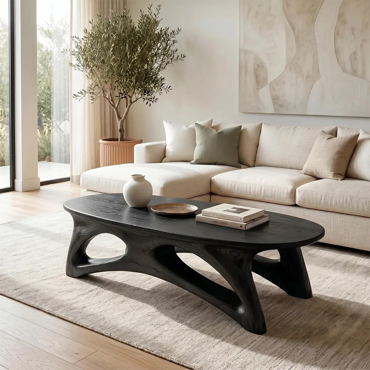 Organic Solid Wood Coffee Table – Sculptural Modern Design TH003-7847