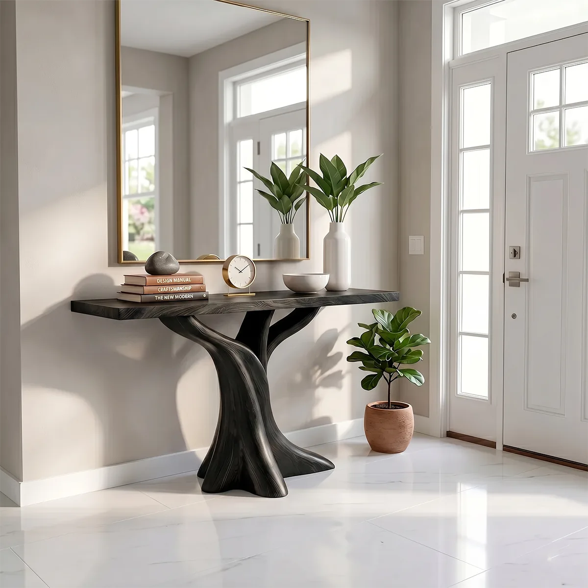 Natural Wood Console Table | Modern Entryway Hallway Table
