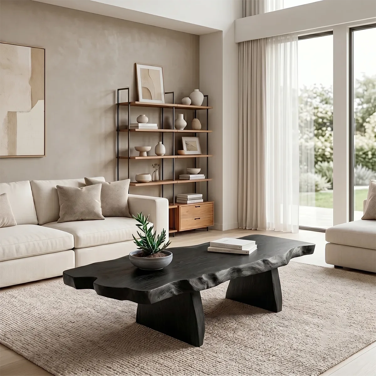 Live Edge Solid Wood Coffee Table – Rustic Organic Design TH003-1413