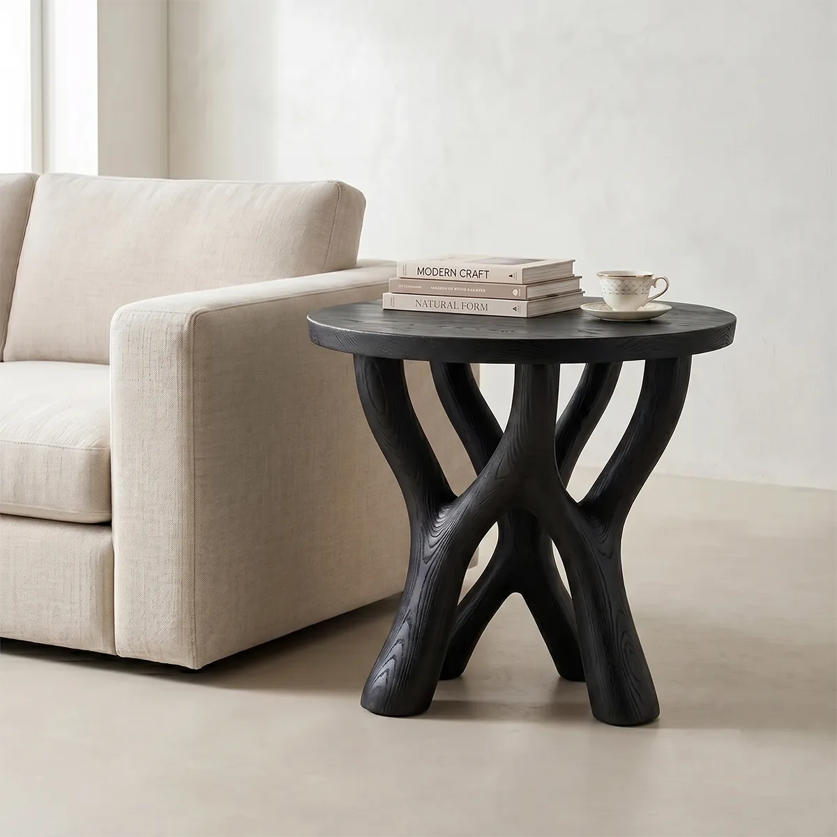 HandcraftedBranching Solid Wood Side Table | Sculptural End Table TH003-1117
