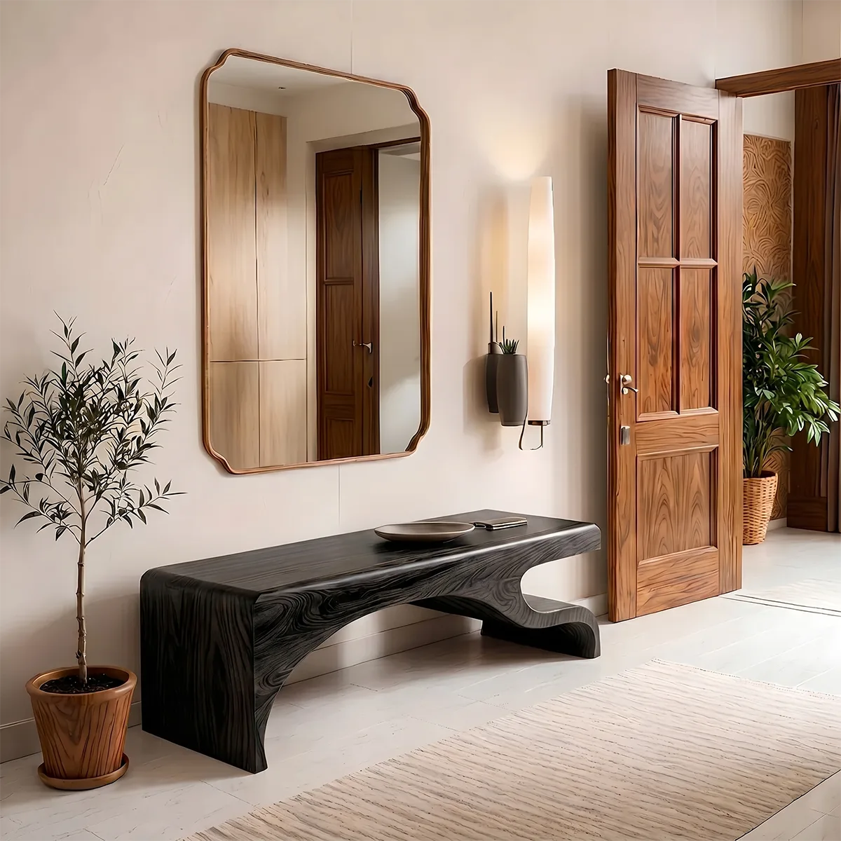 Organic Modern Solid Wood Entryway Bench