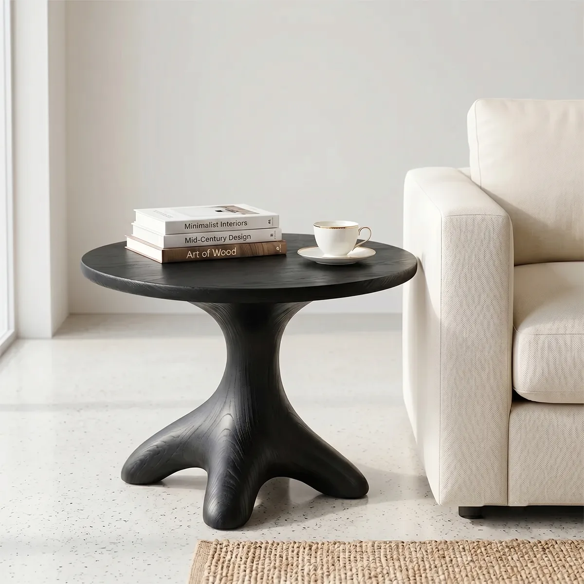 Solid Wood Root Pedestal Side Table | Organic End Table TH003-1660