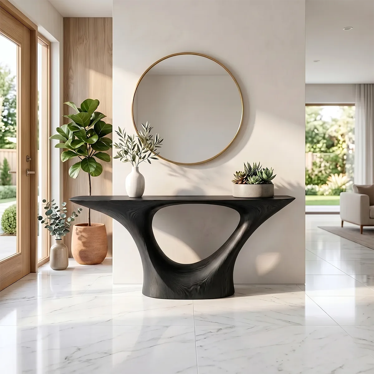 Natural Wood Console Table for Modern Entryway
