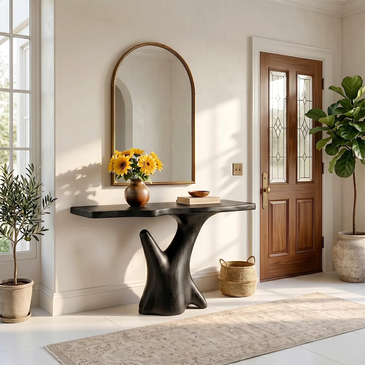 Solid Wood Console Table, Modern Entryway for Home Decor