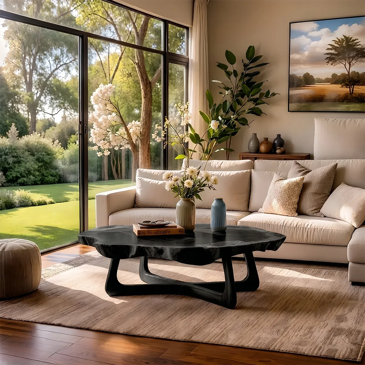 Live Edge Solid Wood Coffee Table – Organic Modern Design TH003-3977