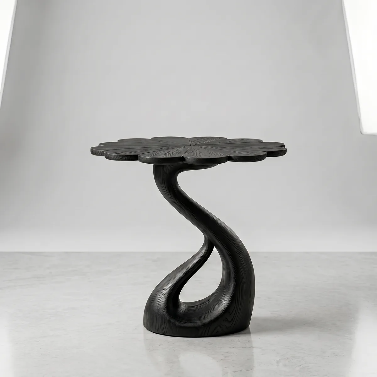 Petal Top Solid Wood Side Table | Sculptural End Table TH003-1714