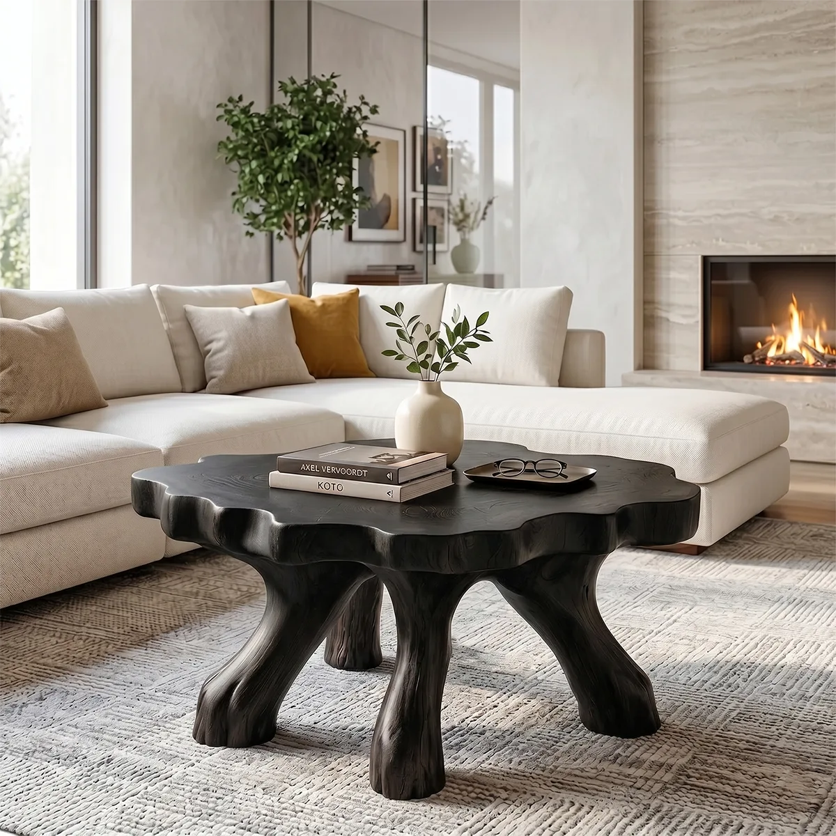 Sculptural Solid Wood Coffee Table with Tree Root Legs TH003-3728