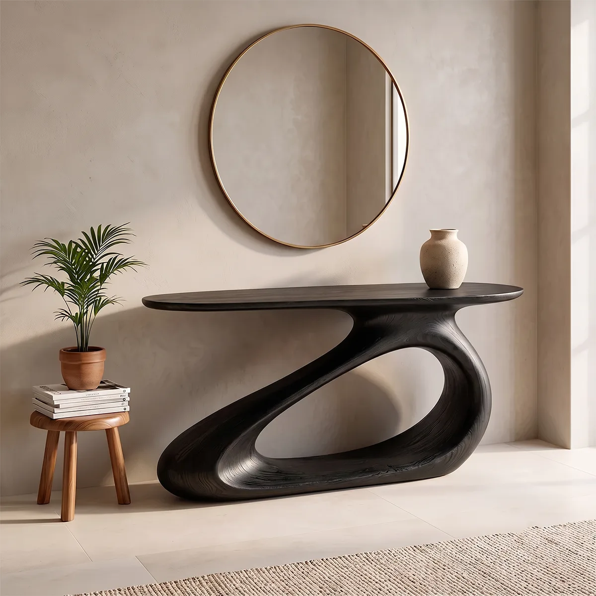 Modern Wooden Console Table | Organic Sculptural Entryway Sofa Table TH003-7009