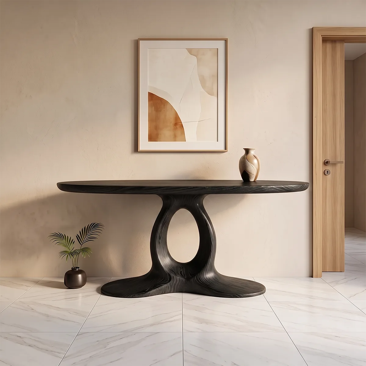 Modern Organic Console Table | Sculptural Entryway Table with Open Pedestal Base TH003-4010
