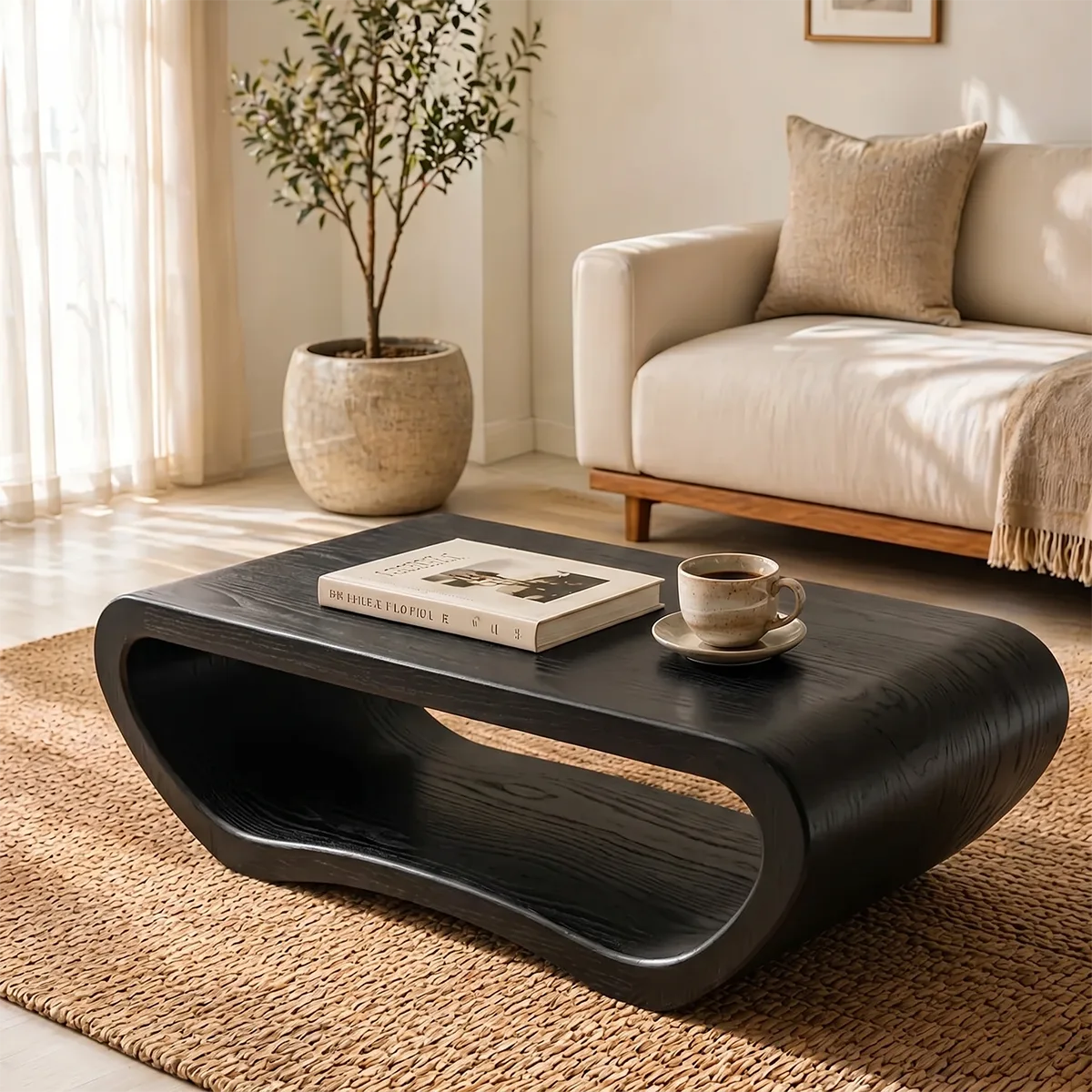 Modern Solid Wood Continuous Loop Coffee Table
