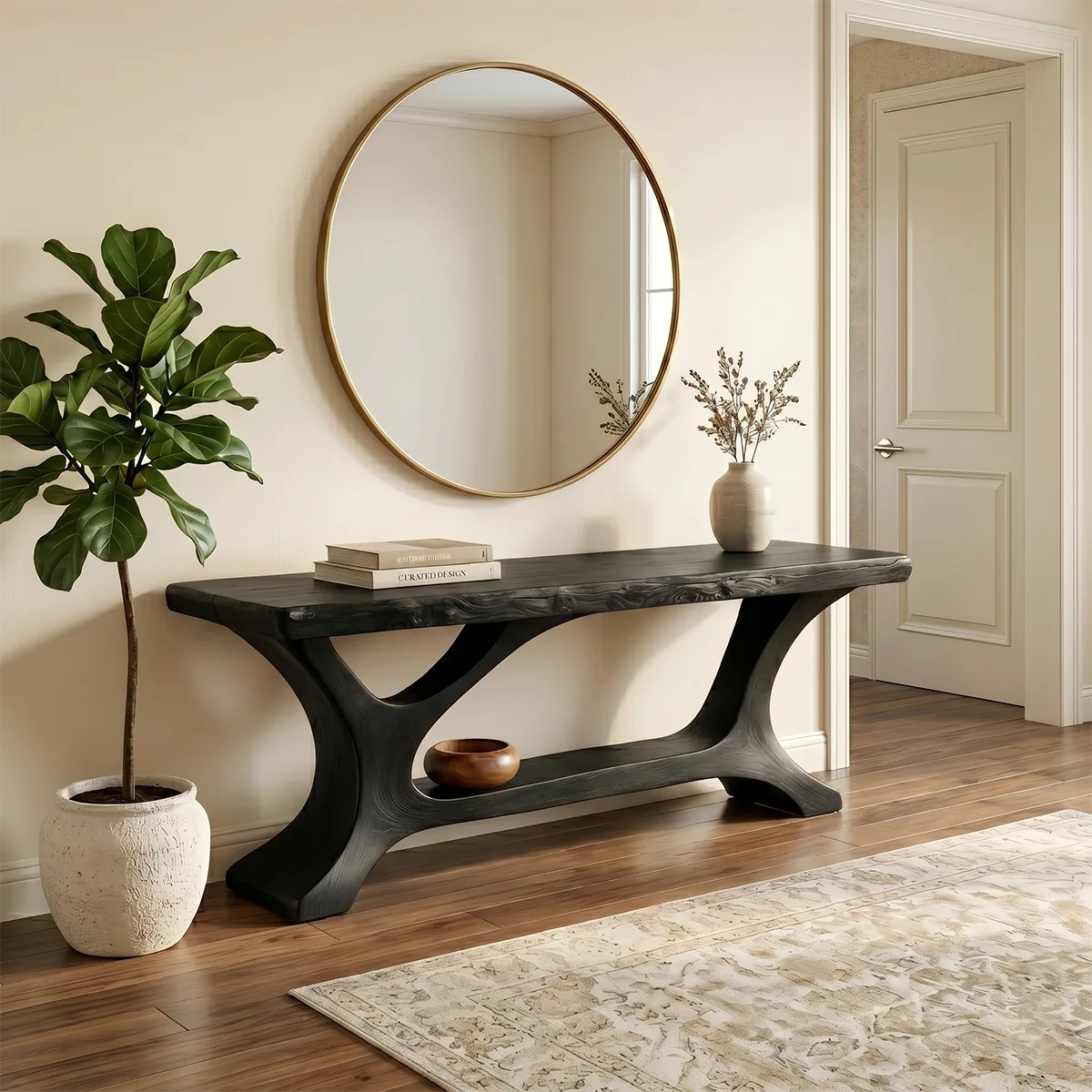 Natural Solid Wood Console Table – Luxury Entryway Furniture