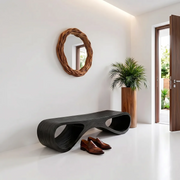 Organic Sculptural Solid Wood Entryway Bench for Modern Minimalist Hallway Interiors