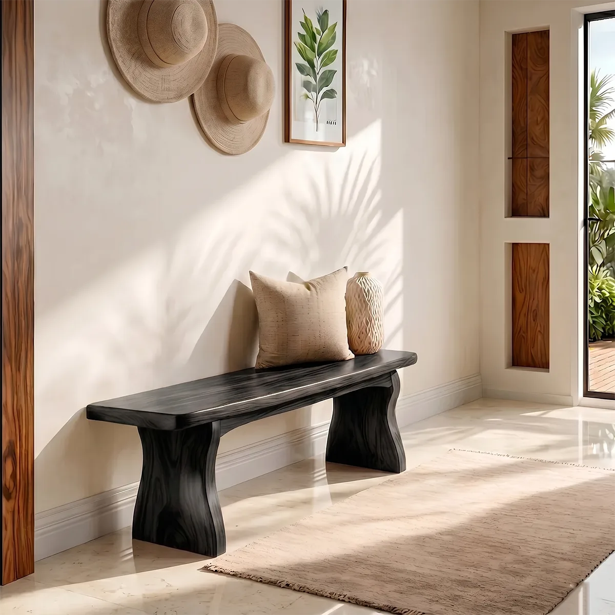 Minimalist Solid Wood Entryway Bench for Modern Hallway and Contemporary Living Spaces