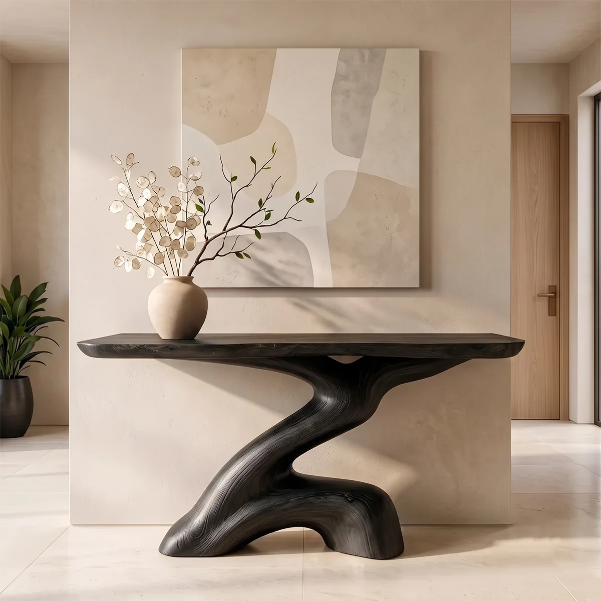 Modern Organic Console Table | Sculptural Entryway Hallway Accent Table TH003-3918