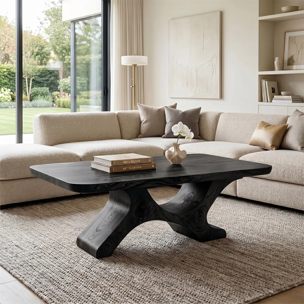 Modern Solid Wood Coffee Table – Sculptural Organic Design TH003-1365