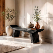 Handcrafted Curved Solid Wood Bench for Modern Entryway and Sculptural Interior Decor
