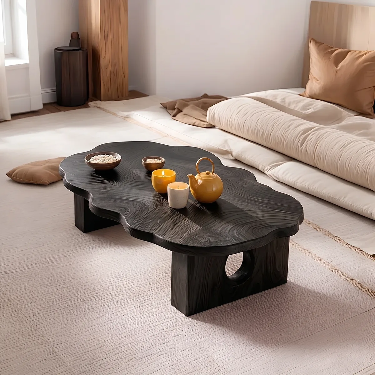 Modern Solid Wood Organic Low Floor Table