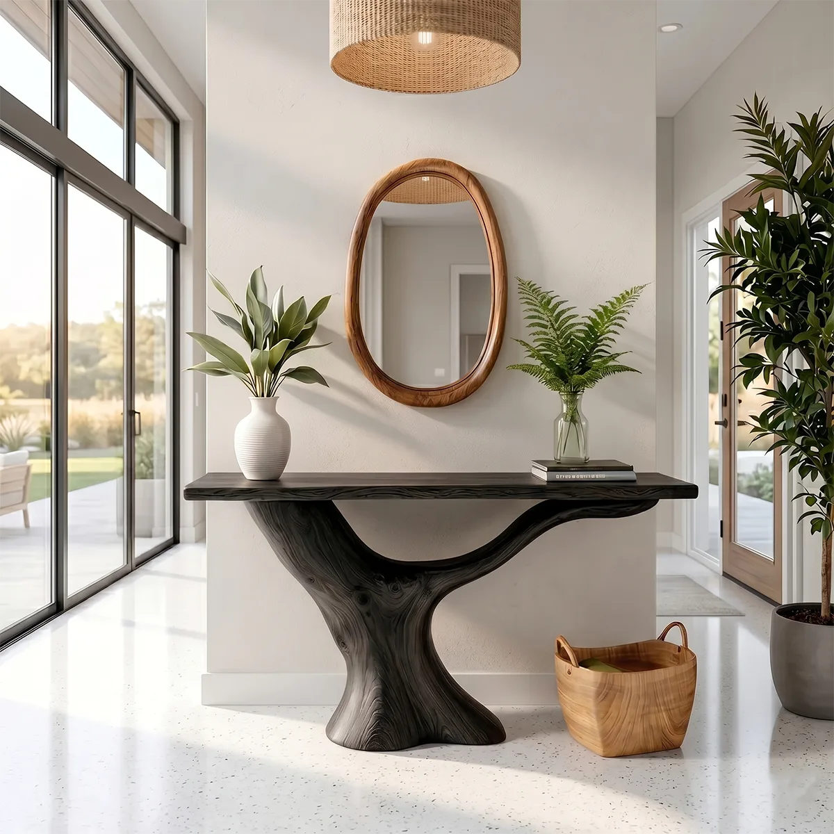 Organic Modern Wood Console Table | Sculptural Entryway Table