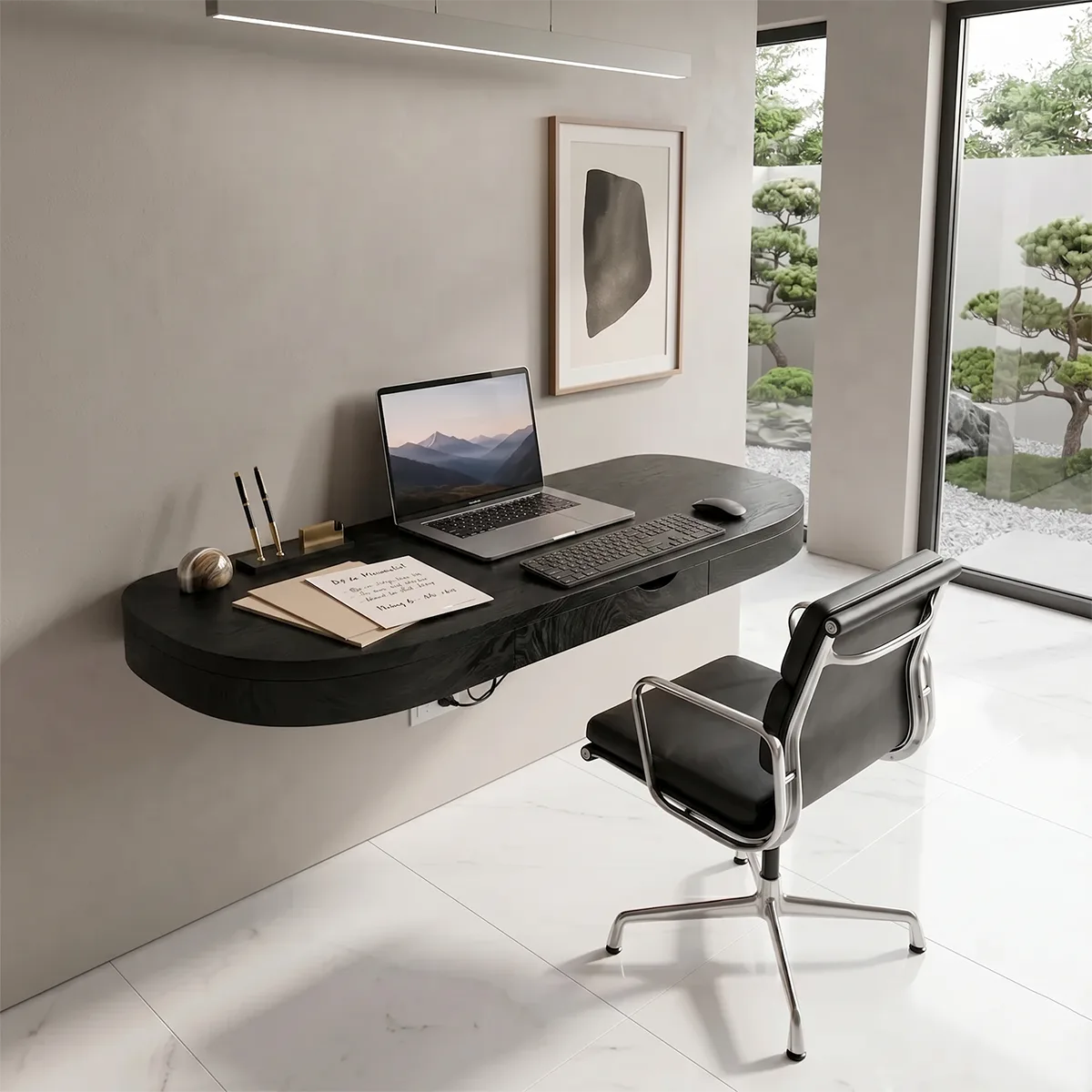 Floating Wall Desk with Drawer | Modern Space-Saving Office Desk TH003-5472