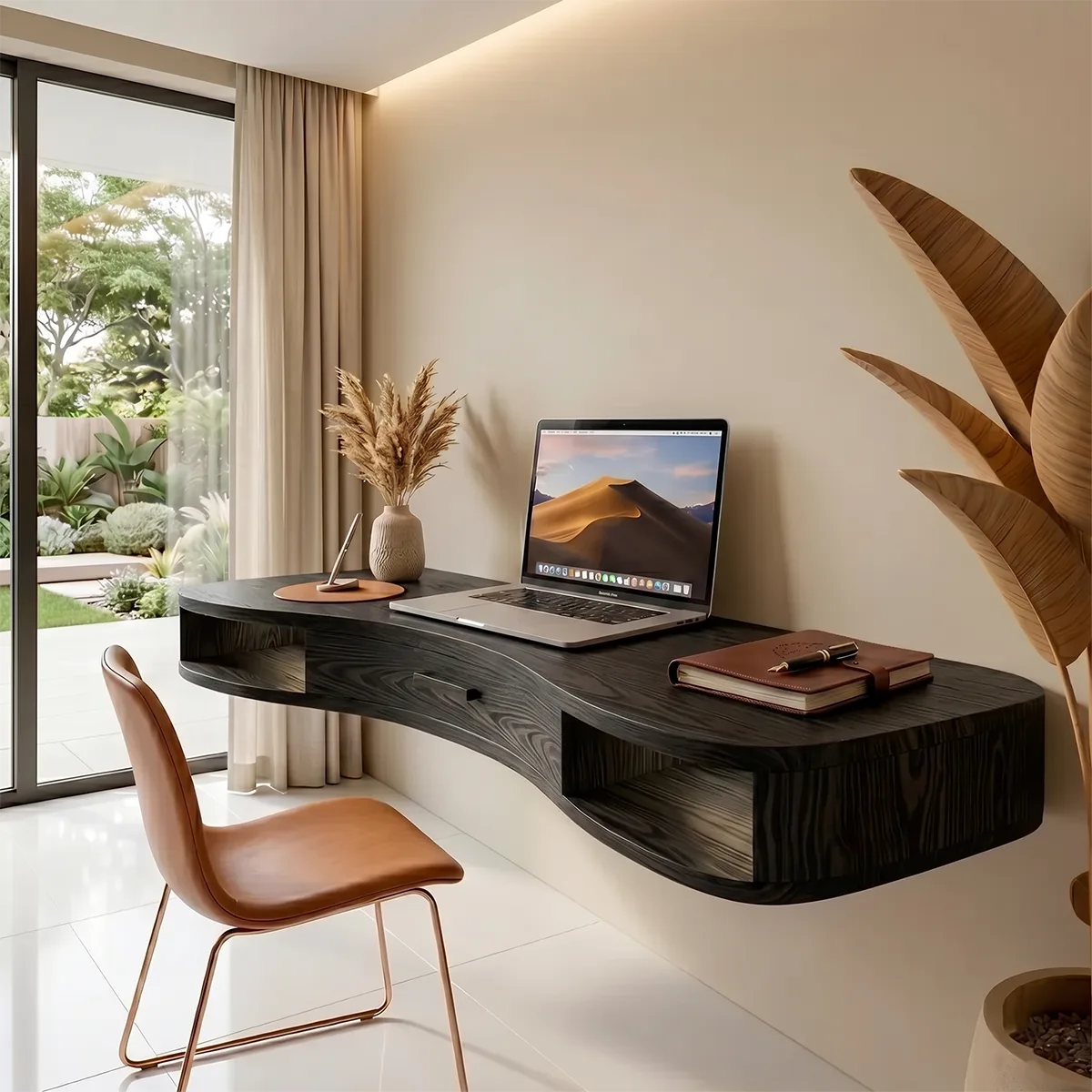 Curved Floating Desk | Modern Wall Mounted Home Office Desk TH003-1100