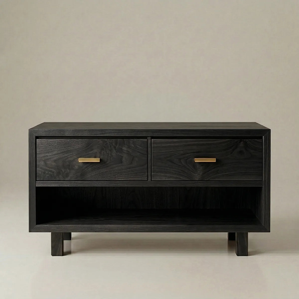 Handcrafted Natural Solid Wood Vanity Cabinet with Drawers and Open Shelf