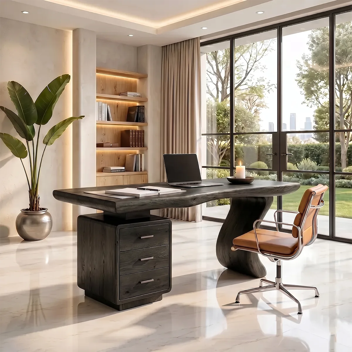 Luxury Executive Desk with Drawers | Modern Sculptural Office Furniture TH003-3343