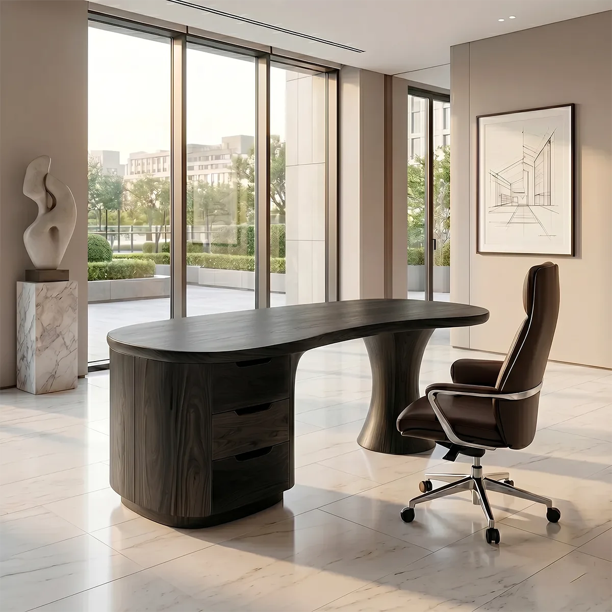 Contemporary Executive Desk | Luxury Office Desk with Drawers TH003-3284