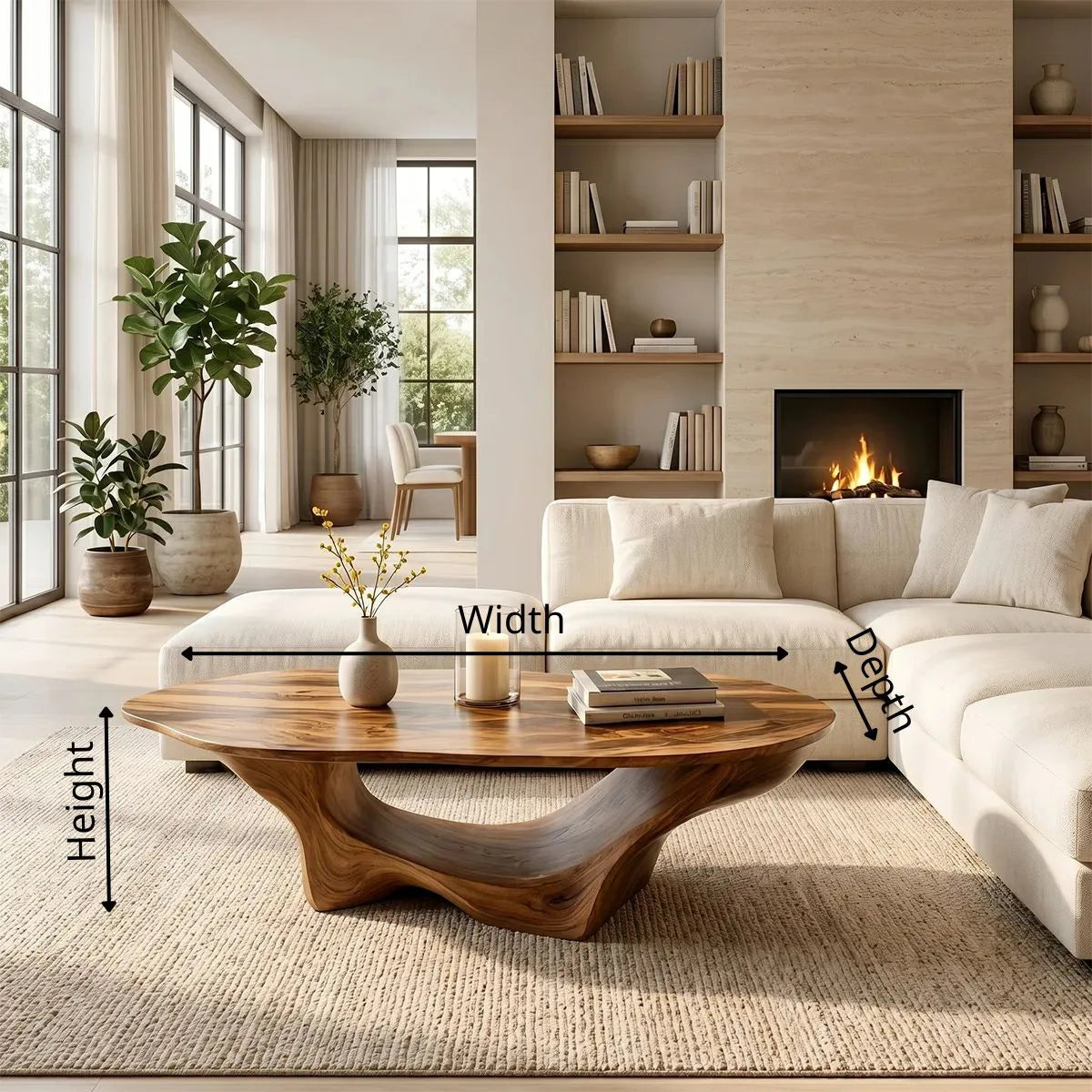 Organic Solid Wood Coffee Table – Sculptural Modern Design TH003-9719