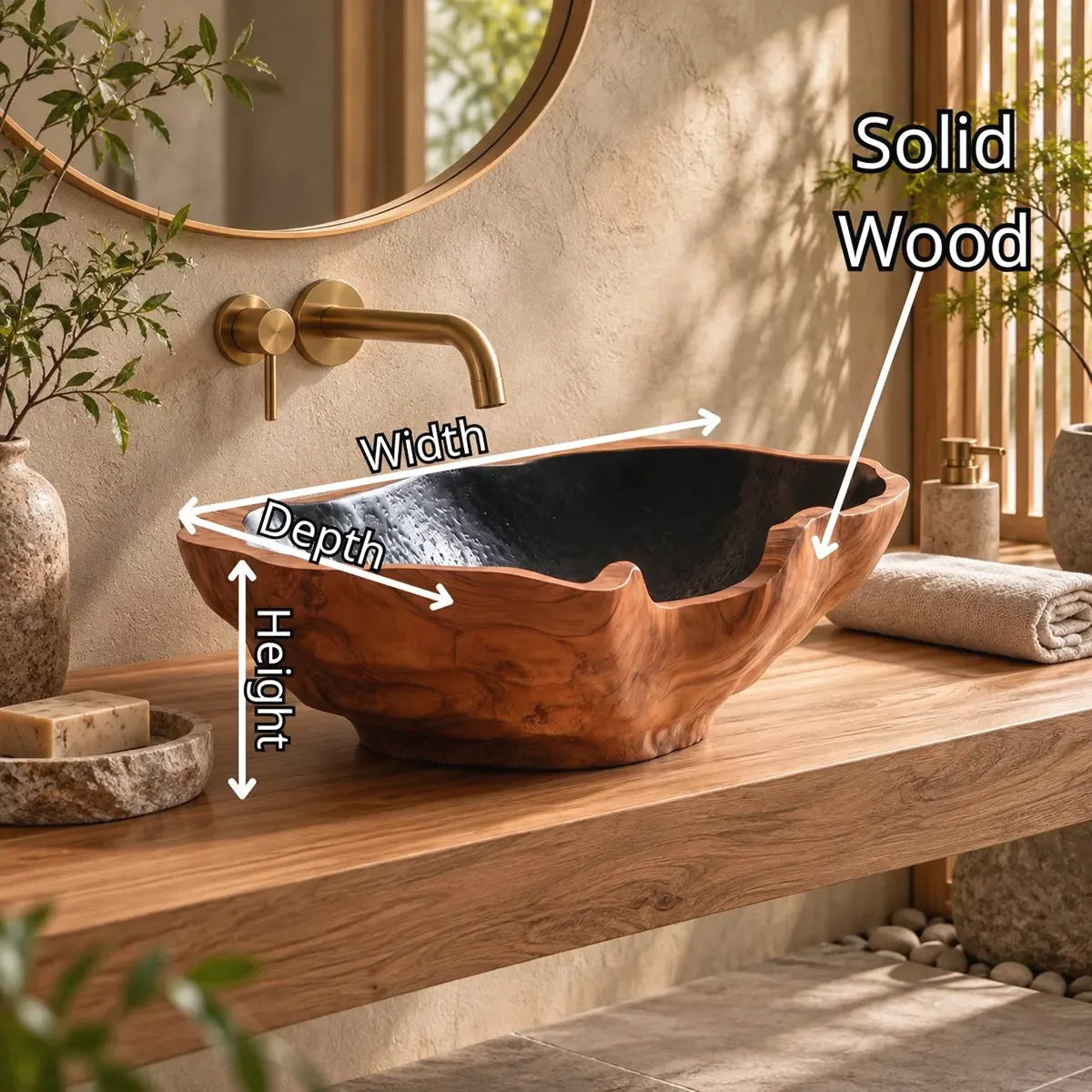 Sculptural Organic Vessel Sink | Irregular Edge Countertop Bathroom Basin TT006-6XCF9QN