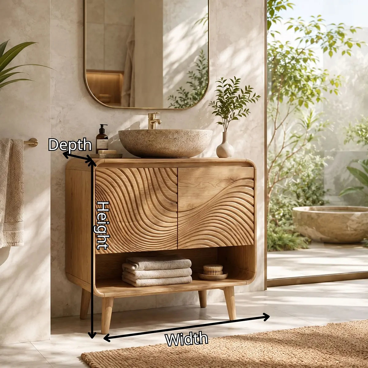 Curved Wave Single Sink Bathroom Vanity Cabinet TT006-7212
