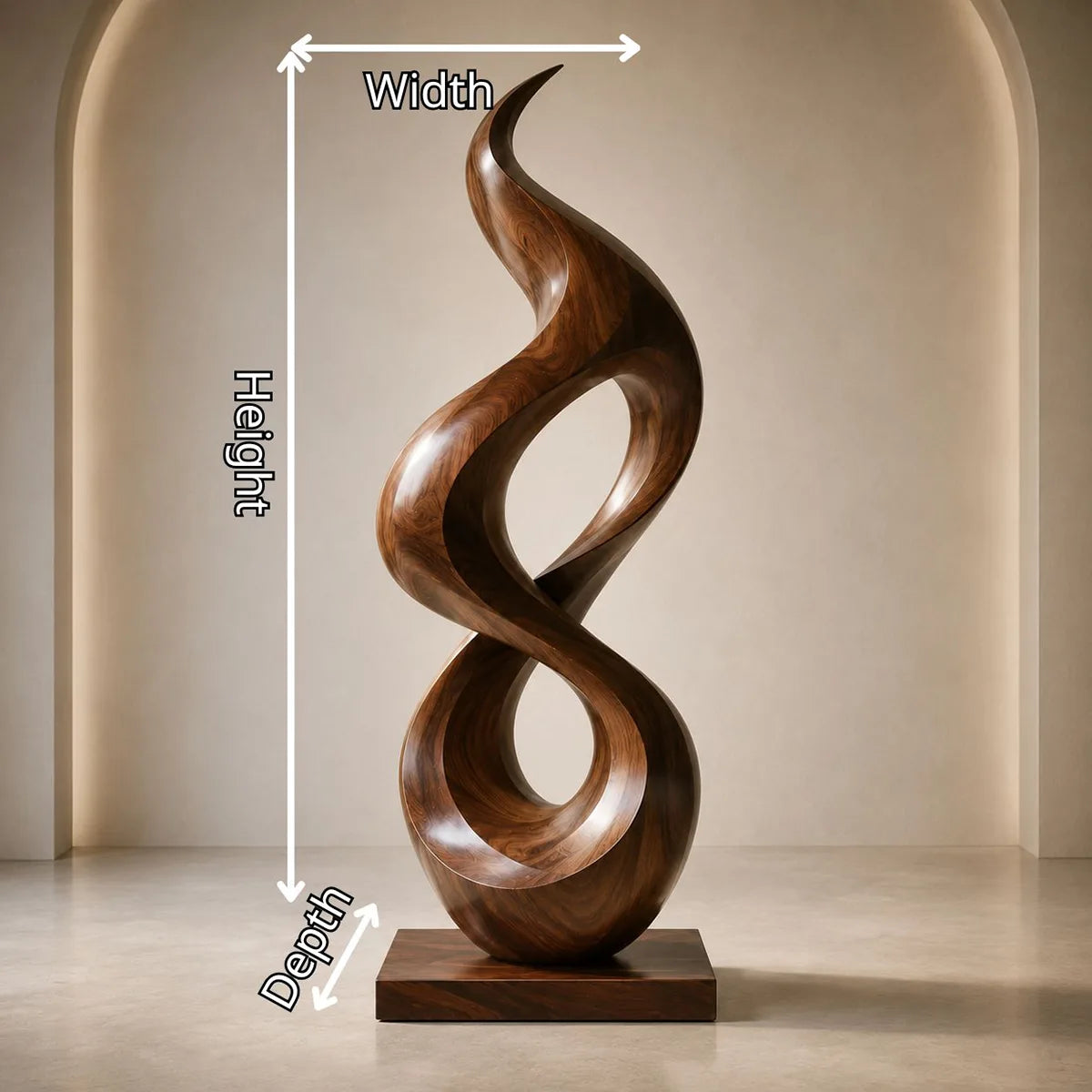 Handcrafted Solid Wood Infinity Twist Sculpture – Modern Organic Floor Art TT006-8238