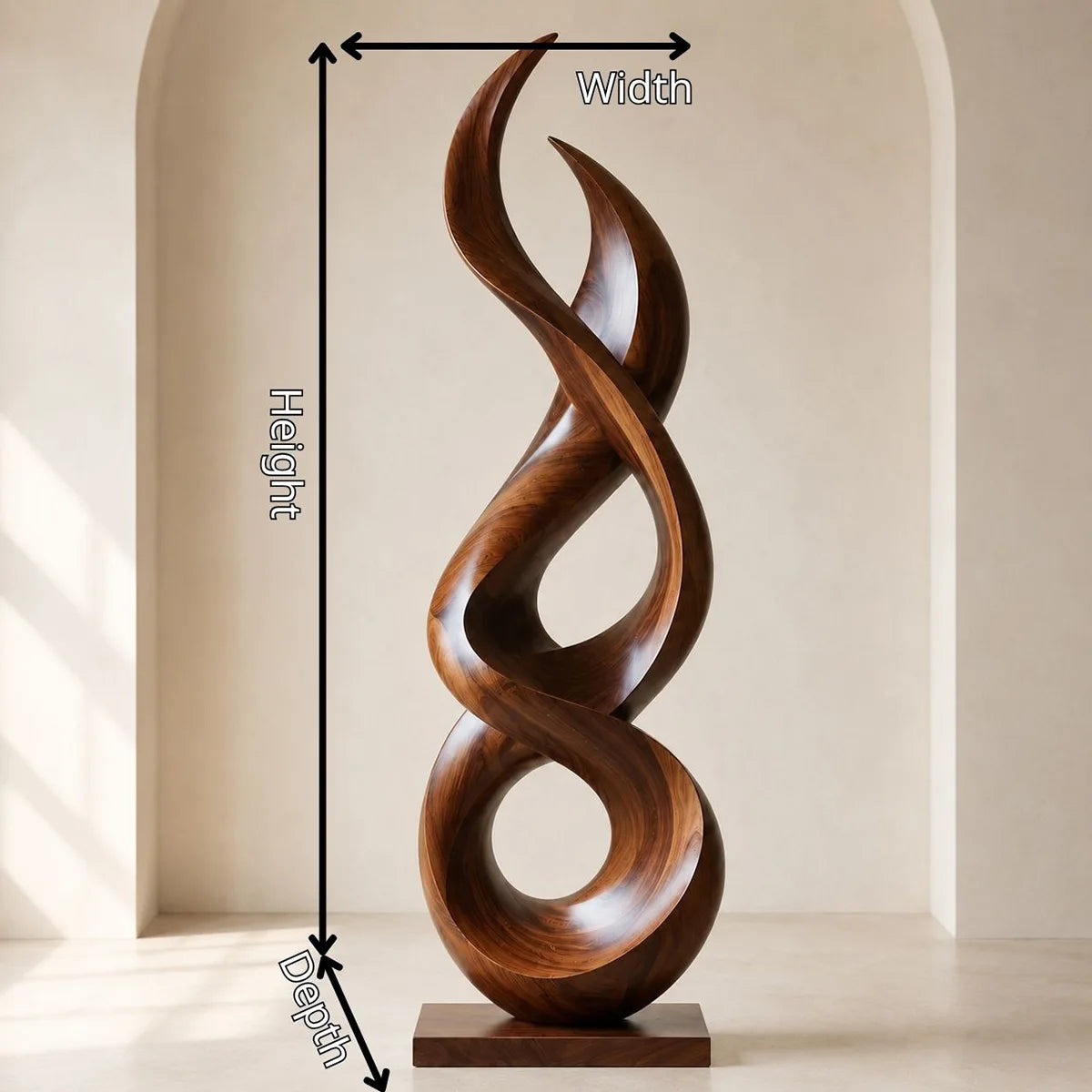 Handcrafted Solid Wood Infinity Floor Sculpture – Modern Organic Living Room Decor TT006-3990