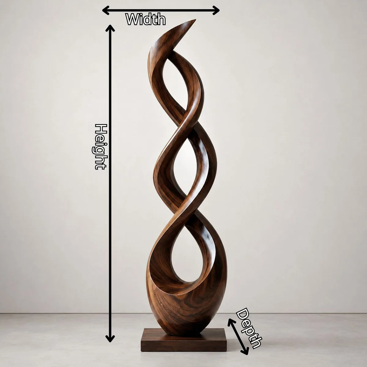 Handcrafted Solid Wood Double Helix Sculpture – Modern Organic Floor Art for Living Room TT006-9620