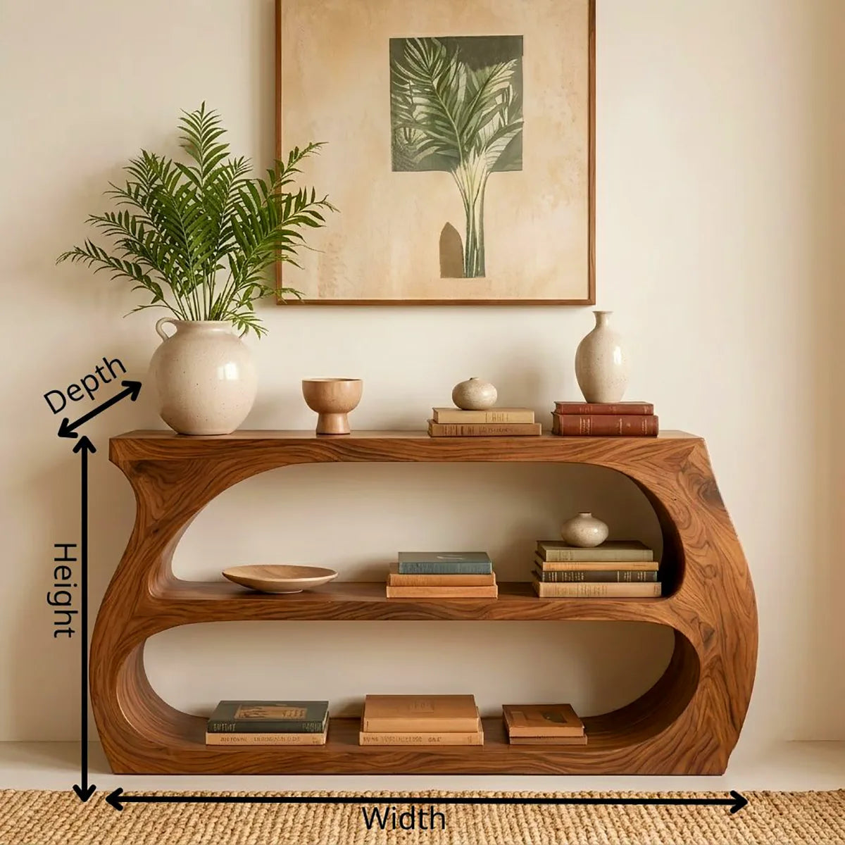 Modern Open Shelf Console Table – Sculptural Contemporary Entryway Table TT006-6550