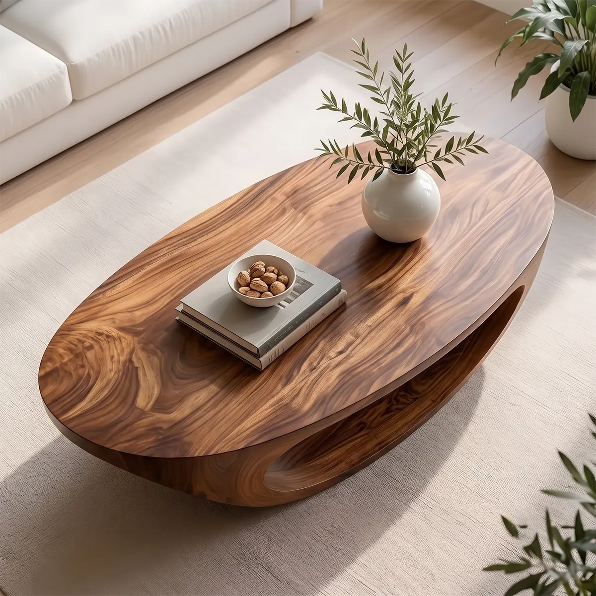 Minimalist Solid Wood Coffee Table – Organic Sculptural Design