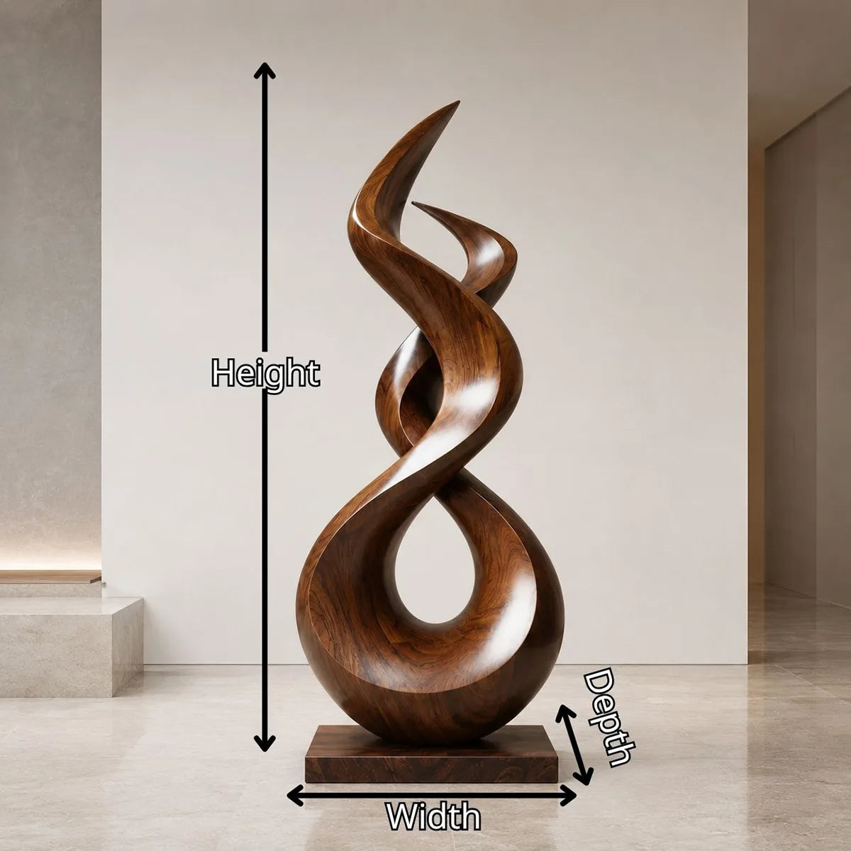Handcrafted Solid Wood Abstract Floor Sculpture – Sculptural Organic Statement Art TT006-9830