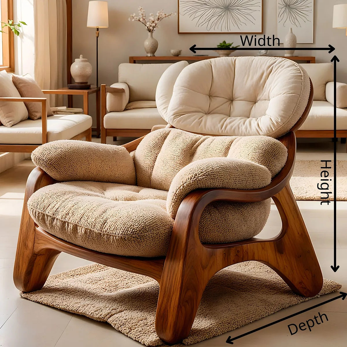 Oversized Lounge Chair, Plush Accent Chair, Solid Wood Frame Armchair TT006-7459