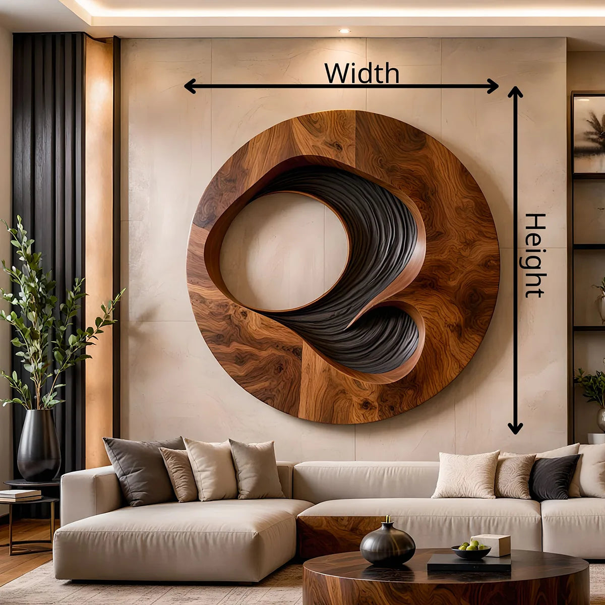 Abstract Spiral Wood Wall Art | Large Round 3D Wooden Wall Sculpture TT006-3841