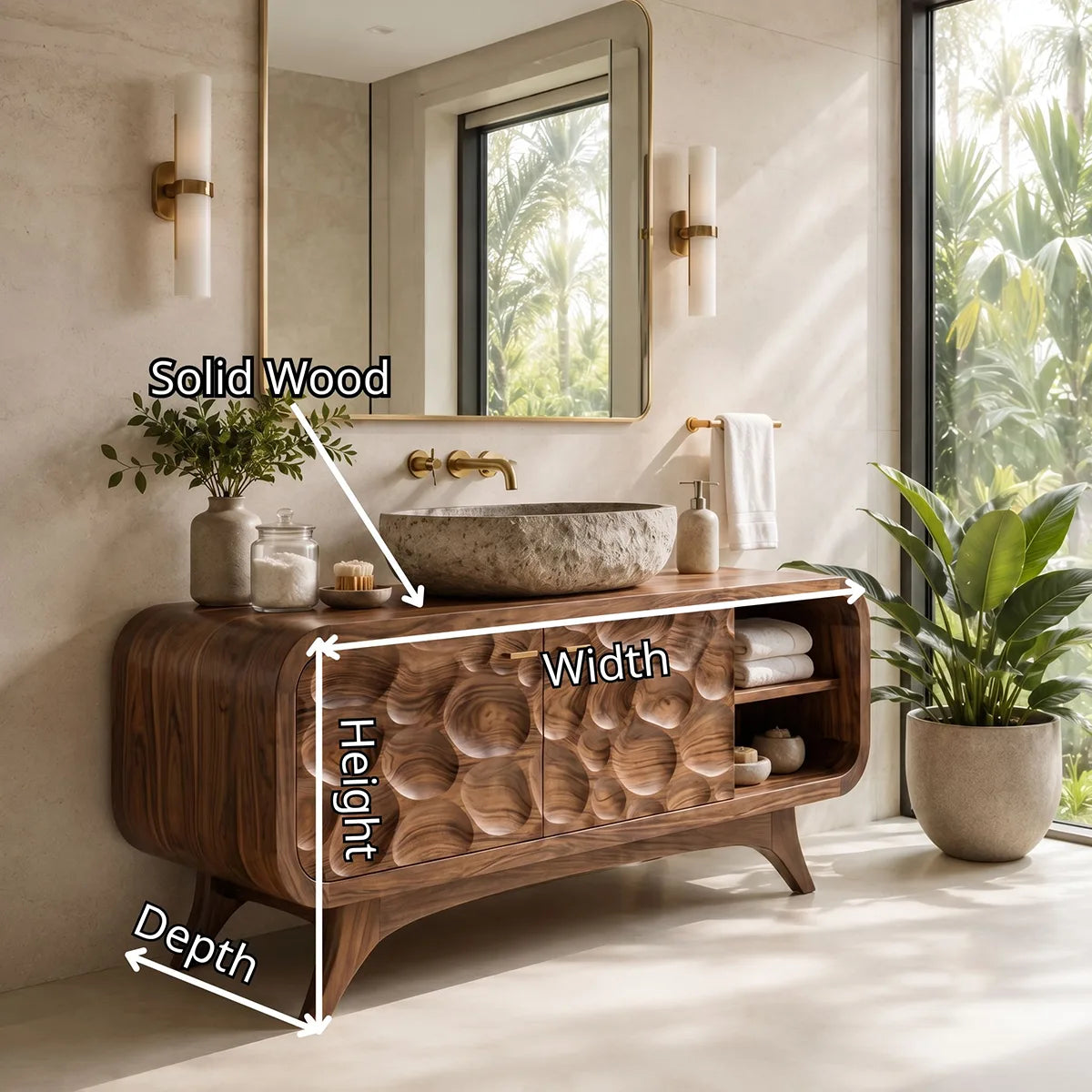 Organic Pebble Single Sink Bathroom Vanity Cabinet TT006-9543