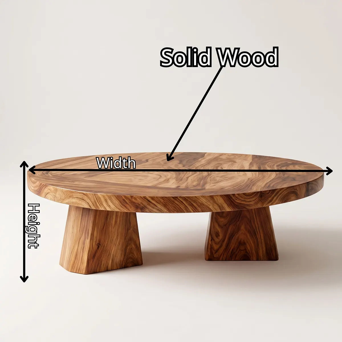 Round Solid Wood Coffee Table | Modern Hardwood Cocktail Table with Sculptural Pedestal Base TT006-5916